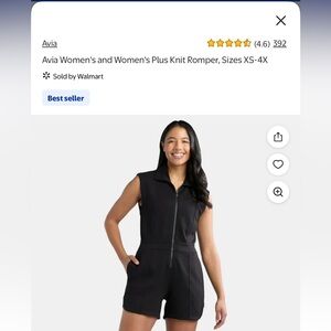 WITH TAGS Avia Black Zip-Up Romper Size L